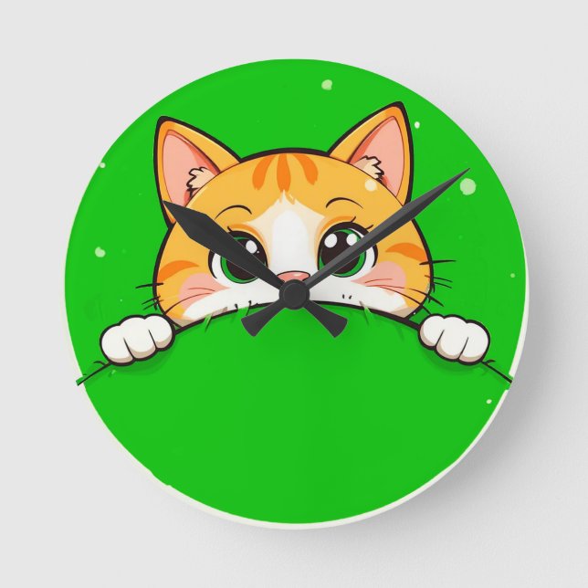 Horloge Ronde Illustration de chat mignon (Recto)