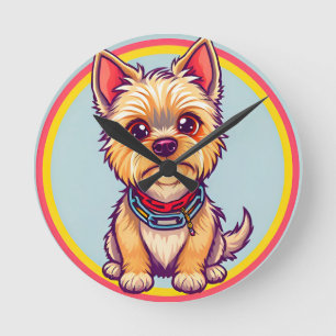 Horloge Ronde Illustration de chien de dessin animé adorable