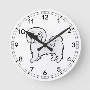 Horloge Ronde Illustration de chien de dessin animé mignon Coton
