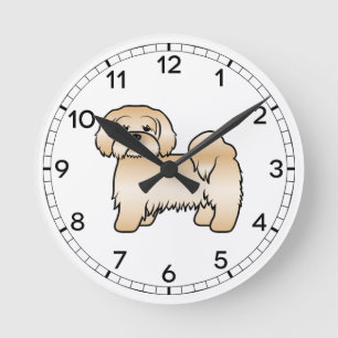 Horloge Ronde Illustration de chien de dessin animé mignon Lhasa