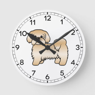 Horloge Ronde Illustration de chien de dessin animé mignon Shih 
