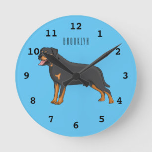 Horloge Ronde Illustration de chien Rottweiler