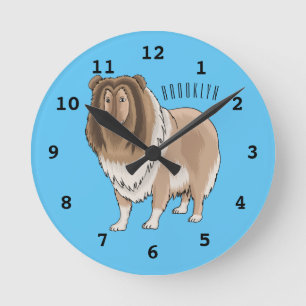 Horloge Ronde Illustration de chien Rough collie