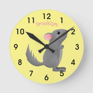 Horloge Ronde Illustration de chinchilla gris mignon