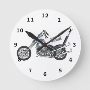 Horloge Ronde Illustration de Chopper Motorcycle 1950