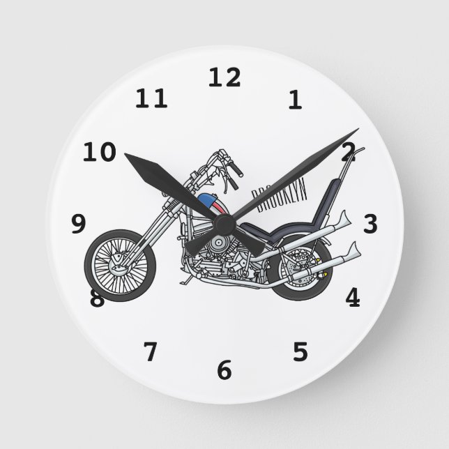 Horloge Ronde Illustration de Chopper Motorcycle 1950 (Recto)
