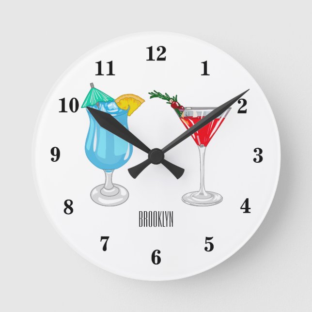 Horloge Ronde Illustration de cocktail (Recto)