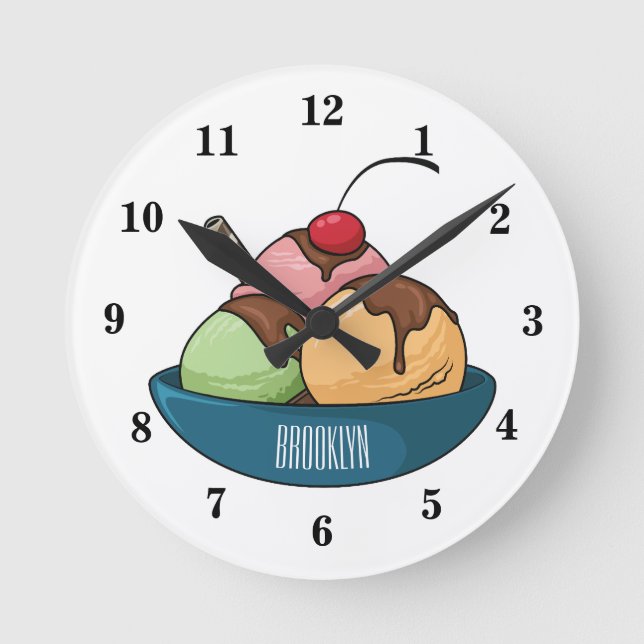 Horloge Ronde Illustration de crème glacée (Recto)