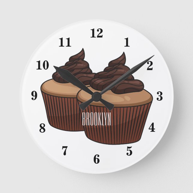 Horloge Ronde Illustration de Cupcake (Recto)