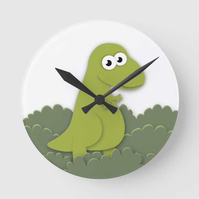 Horloge Ronde Illustration de Cute Dino Trex (Recto)
