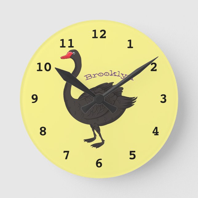 Horloge Ronde Illustration de cygne noir (Recto)