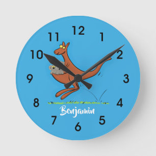 Horloge Ronde Illustration de dessin animé Cute kangaroo et koal