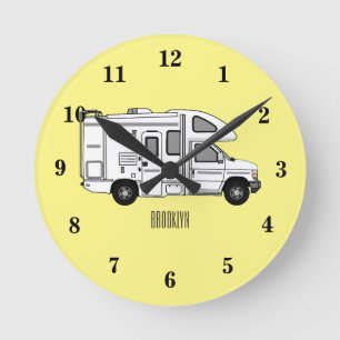 Horloge Ronde Illustration de dessin animé de camping-car