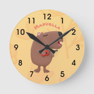 Horloge Ronde Illustration de dessin animé de capybara ukulele