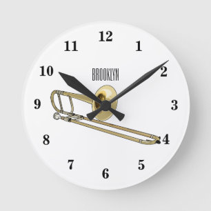 Horloge Ronde Illustration de dessin animé de Trombone