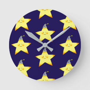 Horloge Ronde Illustration de dessin animé d'étoile mignonne et 