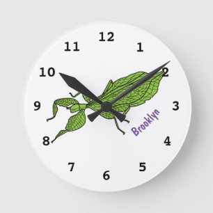Horloge Ronde Illustration de dessin animé d'insecte feuille ver