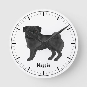 Horloge Ronde Illustration de dessin animé mignon de chien Carli