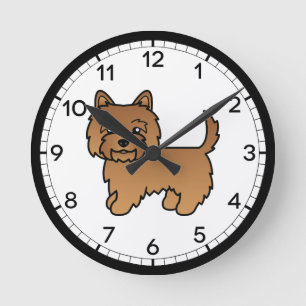 Horloge Ronde Illustration de dessin animé mignon de chien Terri