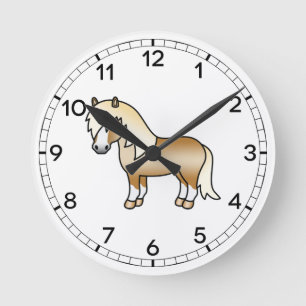 Horloge Ronde Illustration de dessin animé mignon de poney Shetl
