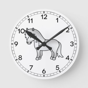 Horloge Ronde Illustration de dessin animé mignon de poney Shetl