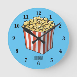 Horloge Ronde Illustration de dessin animé Popcorn