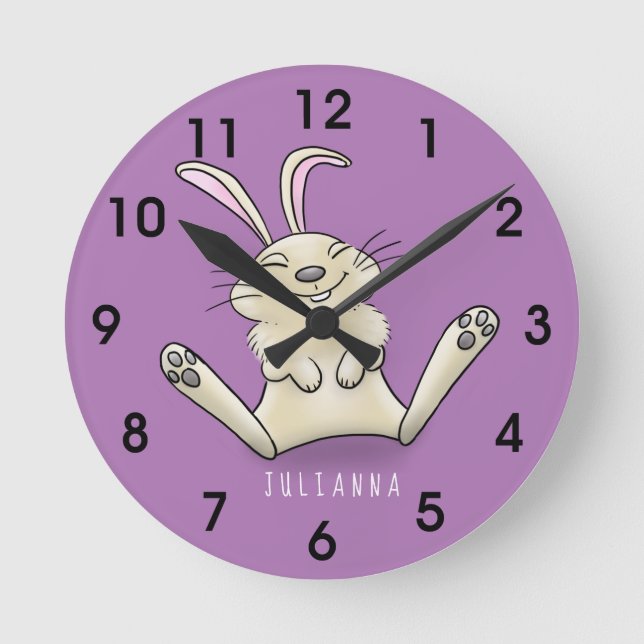 Horloge Ronde Illustration de dessin de lapin lapin mou (Recto)