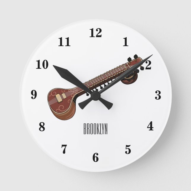 Horloge Ronde Illustration de dessin de Sitar (Recto)