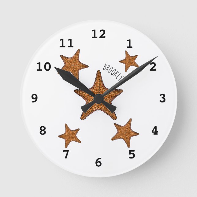 Horloge Ronde Illustration de dessin de Starfish (Recto)