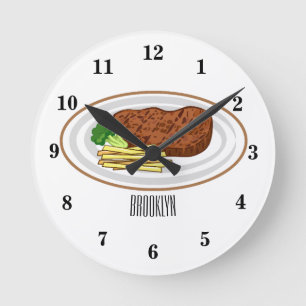 Horloge Ronde Illustration de dessin de steak