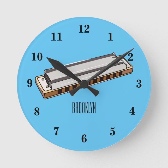 Horloge Ronde Illustration de dessin d'Harmonica (Recto)