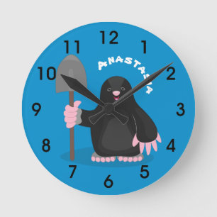 Horloge Ronde Illustration de dessin humoristique de mole joyeux