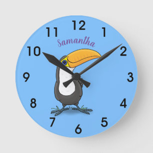 Horloge Ronde Illustration de dessin humoristique du toucan joye