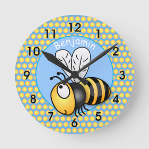 Horloge Ronde Illustration de dessin humoristique sur l'abeille 
