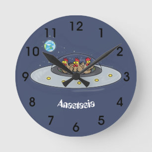 Horloge Ronde Illustration de dessin humoristique sur les poulet