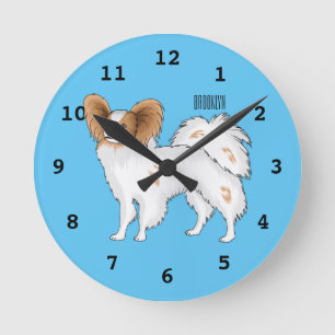 Horloge Ronde Illustration de dessin pour chien de Papillon