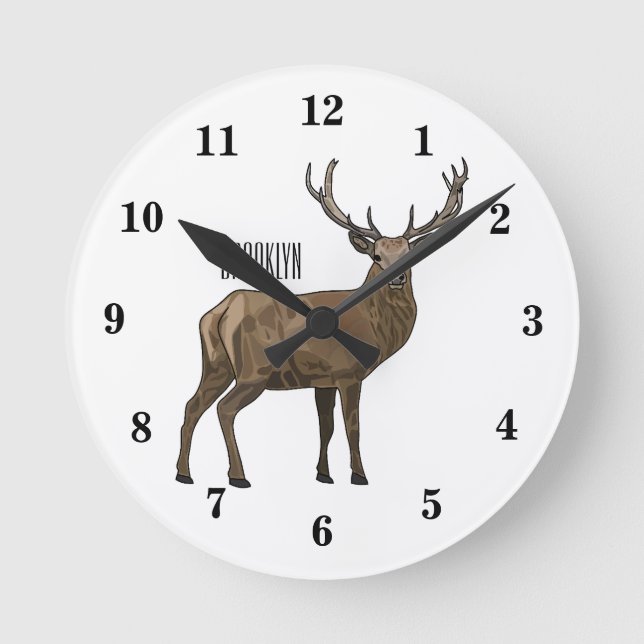 Horloge Ronde Illustration de dessin sur le cerf (Recto)