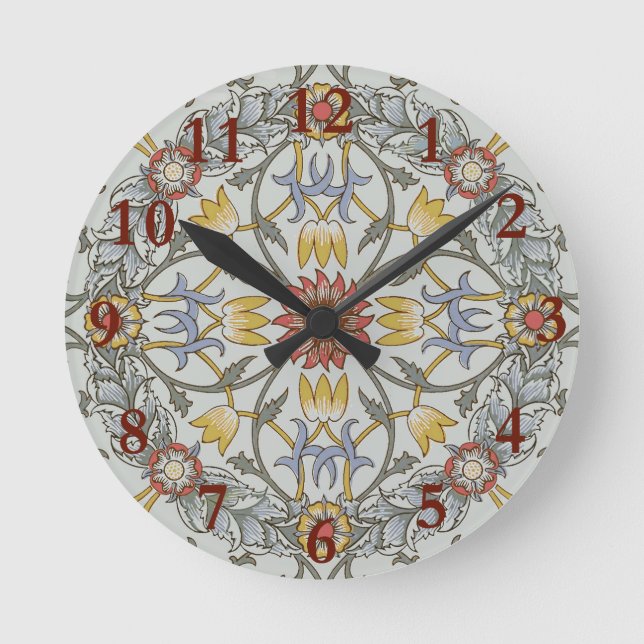Horloge Ronde Illustration de fleurs en cercle de William Morris (Recto)
