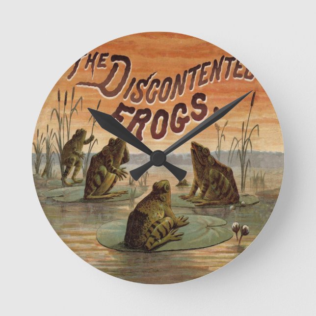 Horloge Ronde Illustration de grenouilles Lily Pads Moon (Recto)