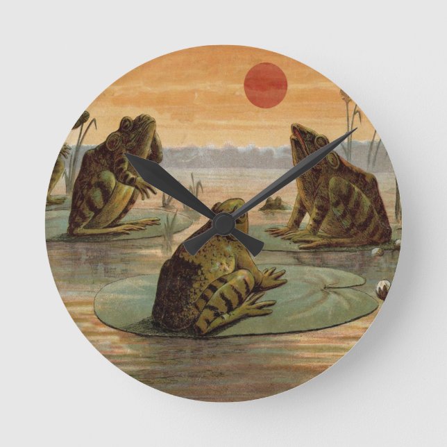 Horloge Ronde Illustration de grenouilles Lily Pads Moon (Recto)