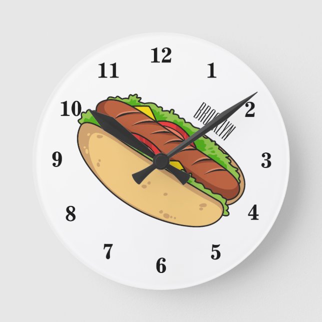 Horloge Ronde Illustration de Hot dog (Recto)