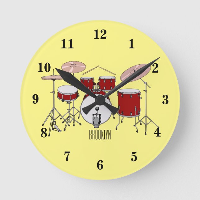 Horloge Ronde Illustration de kit de batterie (Recto)