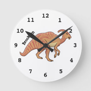 Horloge Ronde Illustration de la caricature de dinosaure du para
