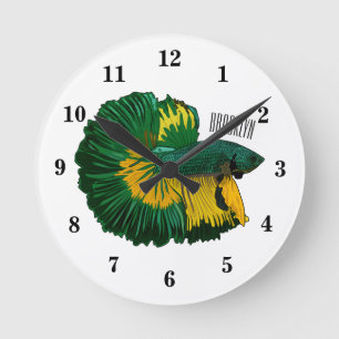 Horloge Ronde Illustration de la caricature de poisson de combat