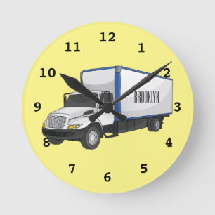 Horloge Ronde Illustration de la caricature du camion-boîte