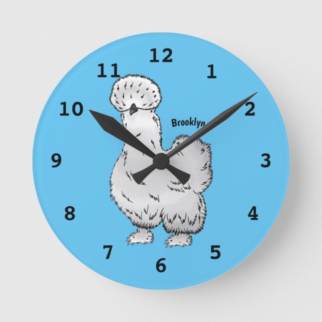 Horloge Ronde Illustration de la caricature du poulet Silkie (Recto)