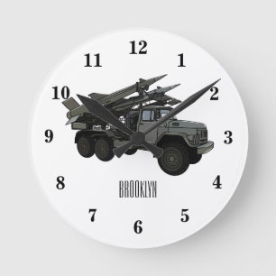 Horloge Ronde Illustration de la caricature d'un véhicule à miss
