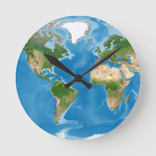 Horloge Ronde Illustration de la carte topographique du monde Te