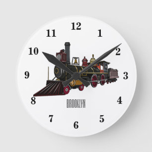 Horloge Ronde Illustration de la locomotive à vapeur