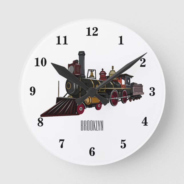 Horloge Ronde Illustration de la locomotive à vapeur (Recto)